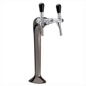 Colonne TOF en bronze chromé noir "Classique élégance" de pompe à bière pour 2 robinets