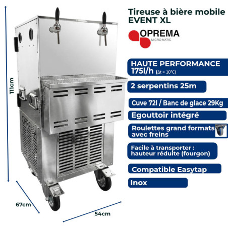 Tireuse mobile OPREMA EVENT XL 175 L/h 2 robinets